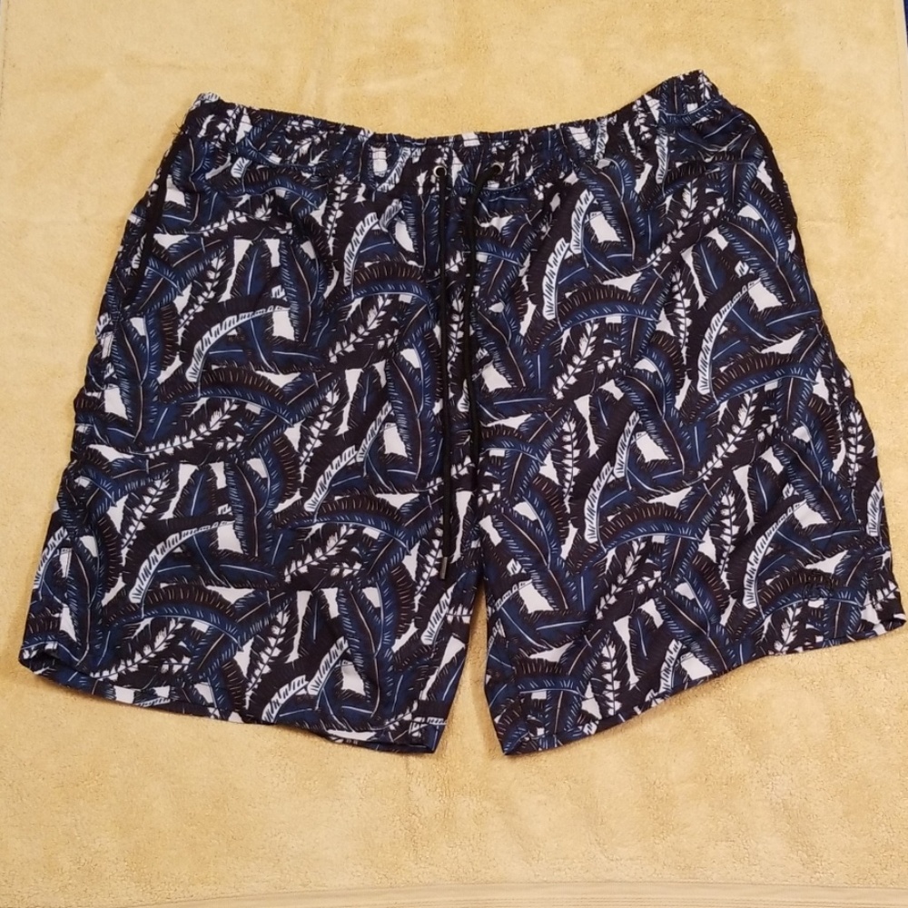 Men's Beach Bros Banana Leaf Blue Swimsuit in XXL